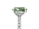 Platinum Fancy Green Oval Cut Diamond Brilliant Solitaire Ring with Pavé Band and Four-Prong Setting_41