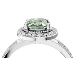 Platinum Fancy Green Oval Cut Diamond Double Halo Ring with Split Shank and Four-Prong Setting_10