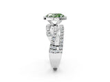 Platinum Fancy Green Oval Cut Diamond Halo Ring with Round Split Shank and Prong Setting_2