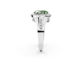 Platinum Fancy Green Oval Cut Diamond Halo Ring with Split Shank and Bezel Accents and Prong Setting_14