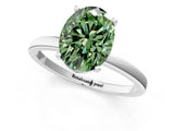 Platinum Fancy Green Oval Cut Diamond Solitaire Ring with Classic Band and Four-Prong Setting_13