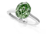 Platinum Fancy Green Oval Cut Diamond Solitaire Ring with Flower Prong Setting and Classic Band_14
