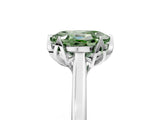 Platinum Fancy Green Oval Cut Diamond Solitaire Ring with Flower Prong Setting and Classic Band_18
