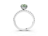 Platinum Fancy Green Oval Cut Diamond Solitaire Ring with Round  Pavé Band and Four-Prong Setting_39