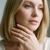 Platinum Fancy Green Oval Cut Diamond Three-Stone Ring with Pear  Side Stones and Prong Setting
