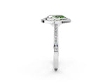 Platinum Fancy Green Oval Cut Halo Bezel Diamond Pave Band Ring_8