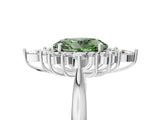 Platinum Fancy Green Oval Cut Halo Diamond Cluster Ring with Marquise and Round Stones on a White Gold Band with Prong Setting_5