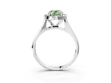 Platinum Fancy Green Oval  Cut Halo Solitaire Engagement Ring with Square Band and Four-Prong Setting_27