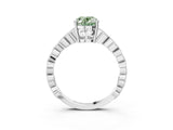 Platinum Fancy Green Oval Cut Solitaire Diamond Ring with Infinity Twist Band and Four-Prong Setting_15