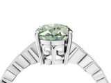 Platinum Fancy Green Oval Cut Solitaire Diamond Ring with Infinity Twist Band and Four-Prong Setting_16