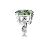 Platinum Fancy Green Oval Cut Solitaire Diamond Ring with Infinity Twist Band and Four-Prong Setting_17