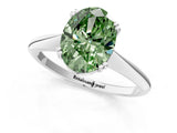 Platinum Fancy Green Oval Cut Solitaire Diamond Ring with Six-Prong Setting and Classic Band_17