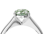 Platinum Fancy Green Oval Cut Solitaire Diamond Ring with Six-Prong Setting and Classic Band_20