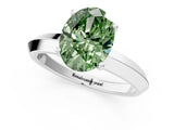 Platinum Fancy Green Oval  Cut Solitaire Engagement Ring with Flat Band and Four-Prong Setting 2