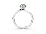 Platinum Fancy Green Oval  Cut Solitaire Engagement Ring with Flat Band and Four-Prong Setting 4