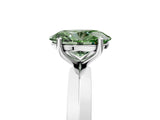 Platinum Fancy Green Oval  Cut Solitaire Engagement Ring with Flat Band and Four-Prong Setting