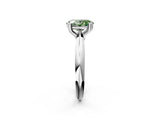 Platinum Fancy Green Oval  Cut Solitaire Engagement Ring with Tapered Band and Four-Prong Setting 2