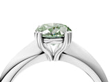 Platinum Fancy Green Oval  Cut Solitaire Engagement Ring with Tapered Band and Four-Prong Setting 4