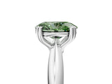 Platinum Fancy Green Oval  Cut Solitaire Engagement Ring with Tapered Band and Four-Prong Setting 5