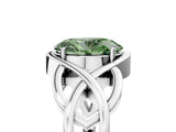 Platinum Fancy Green Oval Cut Solitaire Intertwined Band Prong Setting Ring_11