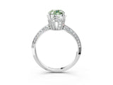 Platinum Fancy Green Oval Cut Solitaire Split Shank Pave Diamond Engagement Ring with Four-Prong Setting_9