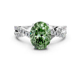 Platinum Fancy Green Oval Cut Solitaire Twist Pave Diamond Engagement Ring with Prong Setting_42