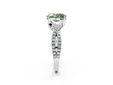 Platinum Fancy Green Oval Cut Solitaire Twist Pave Diamond Engagement Ring with Prong Setting_44