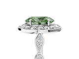 Platinum Fancy Green Oval  Halo Diamond Engagement Ring with Twisted Band and Four-Prong Setting 5