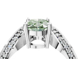 Platinum Fancy Green Oval  Solitaire Diamond Engagement Ring with Pave Band and Four-Prong Setting 5