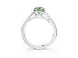 Platinum Fancy Green Oval  Solitaire Engagement Ring with Four-Prong Setting and Classic Band 4