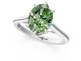 Platinum Fancy Green Oval  Solitaire Engagement Ring with Six-Prong Setting and Classic Band 1