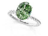 Platinum Fancy Green Oval  Solitaire Twist Band Ring with Four-Prong Setting_1