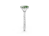 Platinum Fancy Green Oval  Solitaire Twist Band Ring with Four-Prong Setting_2