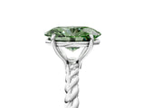 Platinum Fancy Green Oval  Solitaire Twist Band Ring with Four-Prong Setting_5