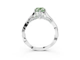 Platinum Fancy Green Oval  Solitaire Twist Band Six-Prong Setting 4