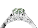 Platinum Fancy Green Oval  Solitaire Twist Band Six-Prong Setting 5