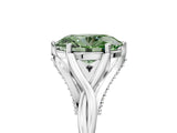 Platinum Fancy Green Oval  Solitaire Twist Band Six-Prong Setting
