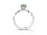 Platinum Fancy Green Oval  Solitaire Twisted Band with Prong Setting 4