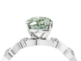 Platinum Fancy Green Oval  Solitaire Twisted Band with Prong Setting 5