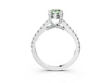 Platinum Fancy Green Pear  Brilliant Diamond Solitaire with Pavé Band and Four-Prong Setting 4