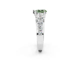 Platinum Fancy Green Pear  Brilliant Solitaire with Side Stones on a Pave Band and Four-Prong Setting_14
