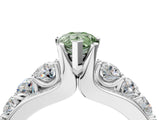 Platinum Fancy Green Pear  Brilliant Solitaire with Side Stones on a Pave Band and Four-Prong Setting_16