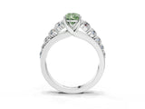 Platinum Fancy Green Pear Cut Brilliant Diamond Pavé Band with Six-Prong Setting_24