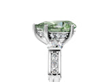 Platinum Fancy Green Pear Cut Brilliant Three-Stone Pave Band with Four-Prong Setting_11