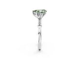 Platinum Fancy Green Pear Cut Brilliant Three-Stone Pave Band with Four-Prong Setting_8