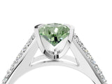 Platinum Fancy Green Pear Cut Cut Diamond Channel Set Pave Band with Tension Prong Setting_16