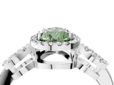 Platinum Fancy Green Pear Cut Cut Halo Diamond Infinity Band with Four-Prong Setting_16