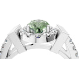 Platinum Fancy Green Pear Cut Cut Halo Split Shank Prong Set Ring_16
