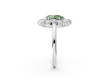 Platinum Fancy Green Pear Cut Diamond Floral Double Halo Engagement Ring with Prong Setting_50