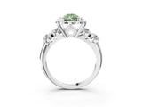 Platinum Fancy Green Pear  Cut Diamond Floral Halo Engagement Ring with Shared Prong Setting 3